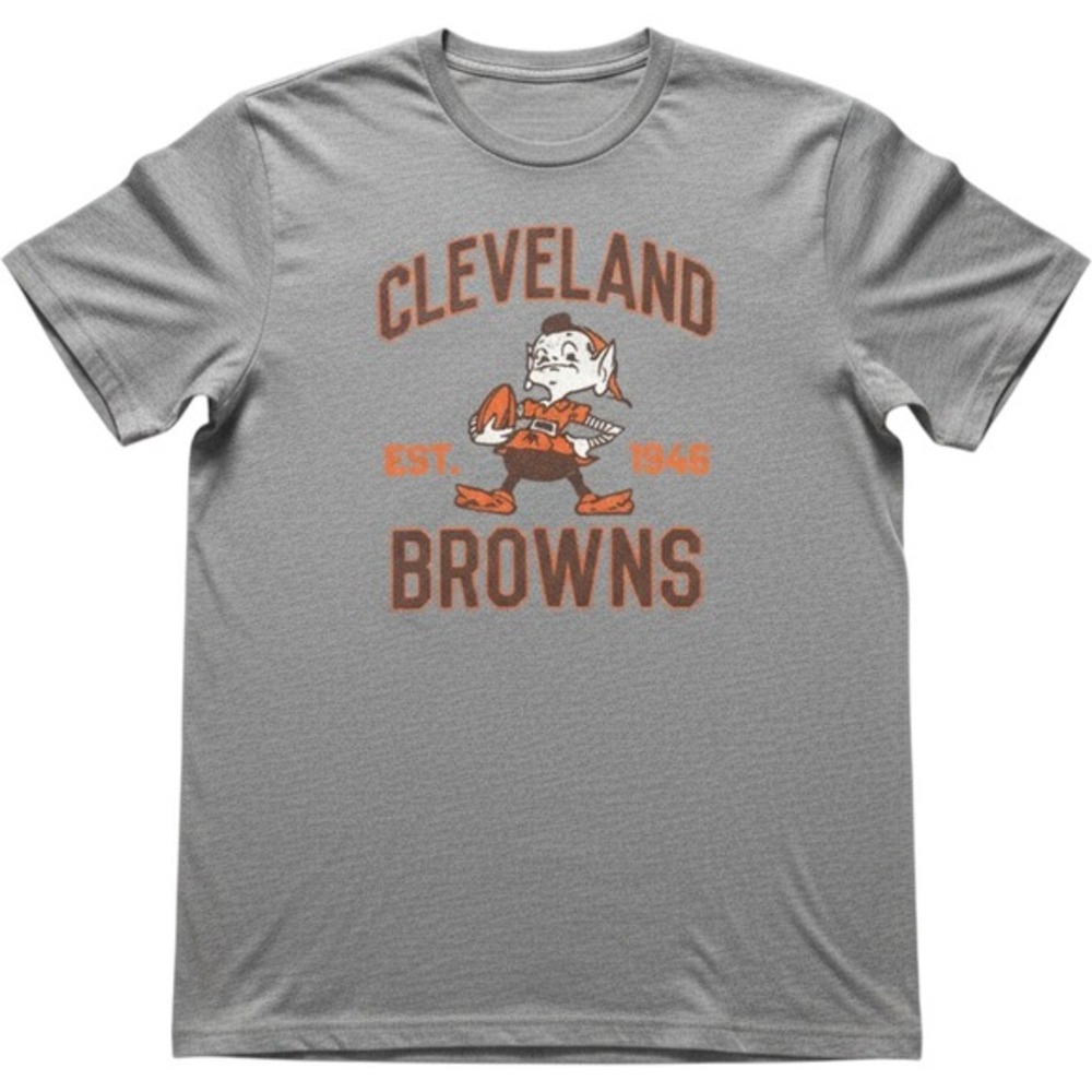NFL Team Apparel Cleveland Browns Brownie the Elf Gray T-Shirt Mens Medium
